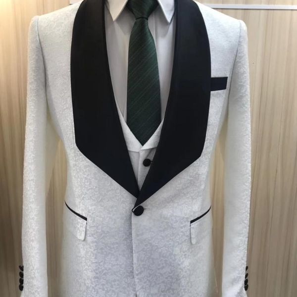 men's & white pattern men suits for wedding slim fit groom tuxedos handsome mens blazers terno masculino with black shawl lapel 3 piece, White;black
men's & white pattern men suits for wedding slim fit groom tuxedos handsome mens blazers terno masculino with black shawl lapel 3 piece, White;black
