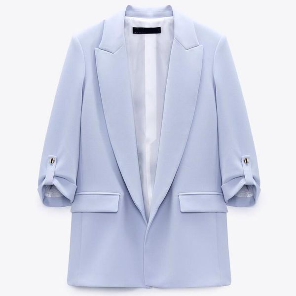 women's suits & blazers spring autumn women fashion white blue and jackets casual solid pockets suit coat female elegant office outwear, White;black
women's suits & blazers spring autumn women fashion white blue and jackets casual solid pockets suit coat female elegant office outwear, White;black