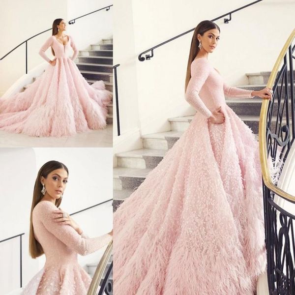 luxury pink prom dresses 2021 long sleeve ruched feathers formal evening gowns scoop neck lace sequined vestidos de gala party, White;black
luxury pink prom dresses 2021 long sleeve ruched feathers formal evening gowns scoop neck lace sequined vestidos de gala party, White;black