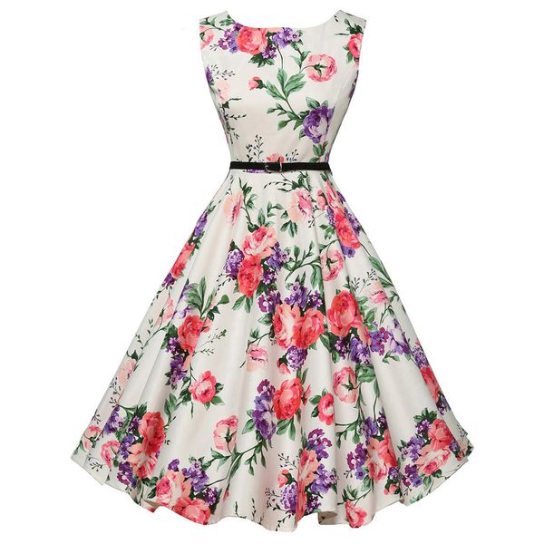 

Grace Karin Women Summer Dress 2021 Lady Floral Retro Dresses 50s 60s Casual Party Robe Rockabilly Dress Belt Print New Fashion, Floral dress 1