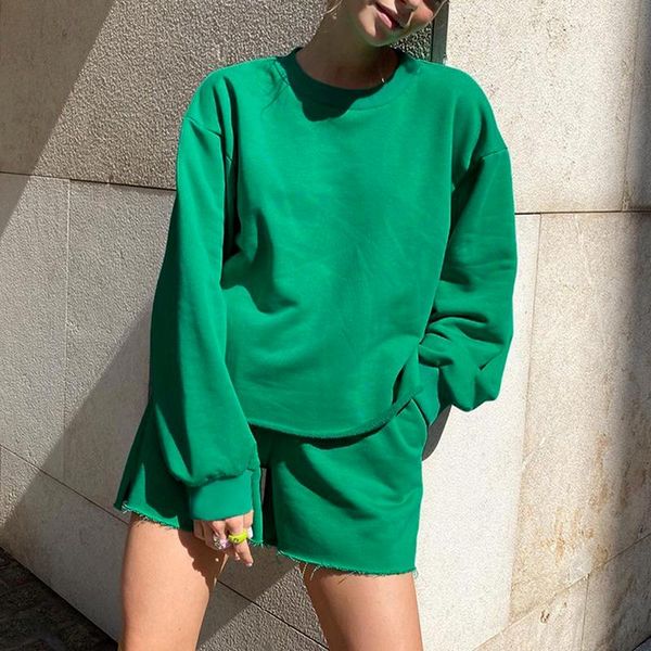 women's tracksuits green o-neck long-sleeved sweater t-shirt pullover frayed shorts suit elastic high-waist autumn loose 2-piece set, Gray
women's tracksuits green o-neck long-sleeved sweater t-shirt pullover frayed shorts suit elastic high-waist autumn loose 2-piece set, Gray