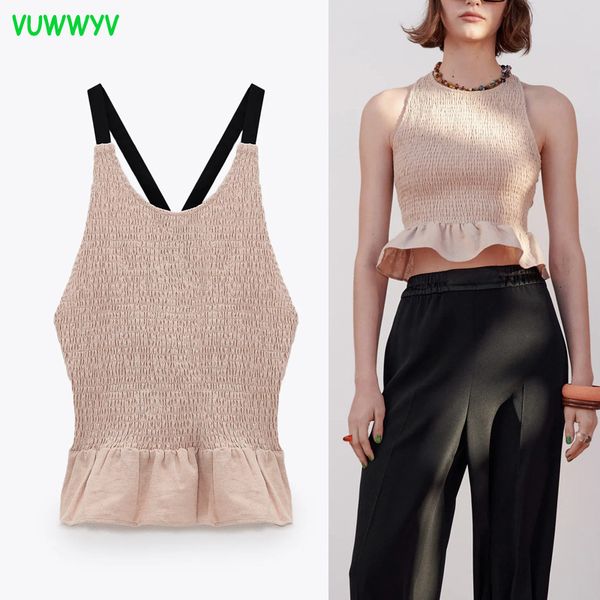 ladies beige ruffle backless crop women blouses summer contrast thin strap woman blouse female 210430, White
ladies beige ruffle backless crop women blouses summer contrast thin strap woman blouse female 210430, White