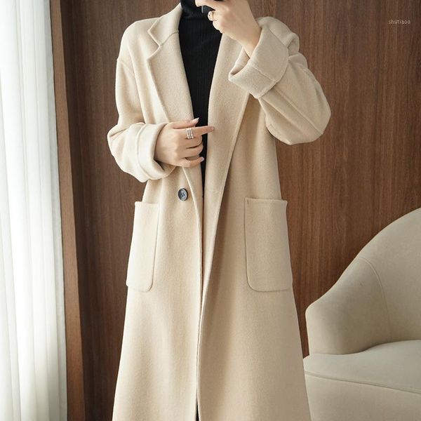 women's wool & blends 2021 cashmere coat double-sided suit medium long woolen windbreaker, Black
women's wool & blends 2021 cashmere coat double-sided suit medium long woolen windbreaker, Black