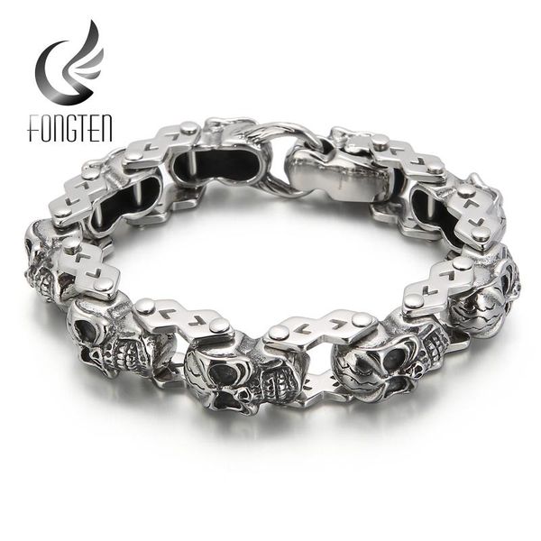 link, chain fongten gothic viking men bracelet stainless steel punk rock band fashion design biker bangle jewelry, Black
link, chain fongten gothic viking men bracelet stainless steel punk rock band fashion design biker bangle jewelry, Black