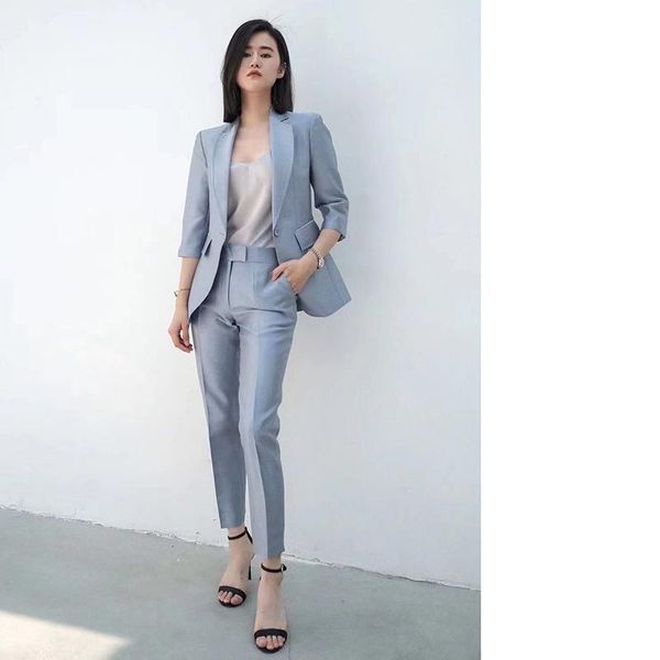 women's two piece pants 2021 silk-wool lapel mid-sleeved suit jacket trouser, White
women's two piece pants 2021 silk-wool lapel mid-sleeved suit jacket trouser, White