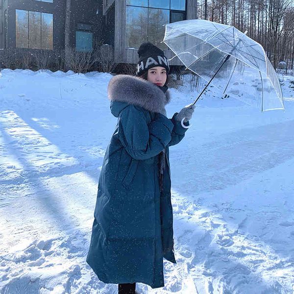 korean thickened down 2021 new hooded long loose jacket women, Black 
korean thickened down 2021 new hooded long loose jacket women, Black