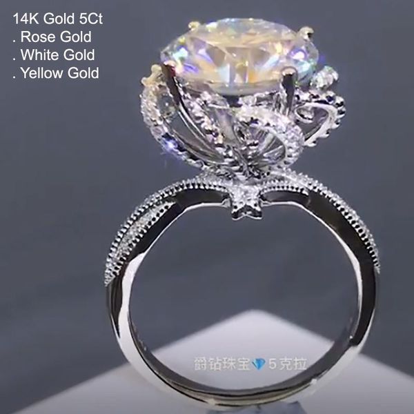 cluster rings 14k gold 5 moissanite diamond ring women round luxury hollow out rose flower wedding party engagement anniversary, Golden;silver
cluster rings 14k gold 5 moissanite diamond ring women round luxury hollow out rose flower wedding party engagement anniversary, Golden;silver