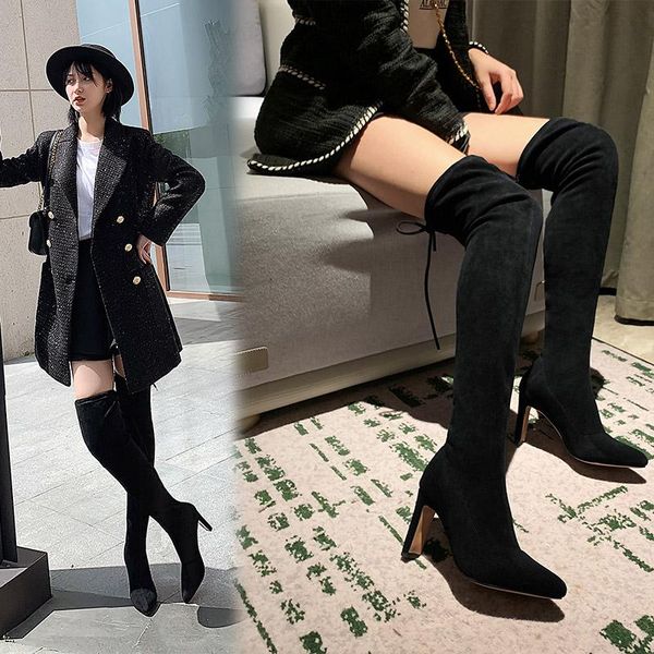 boots 2021 stretch lady high heels fashion suede leather over the knee women flock winter thigh, Black
boots 2021 stretch lady high heels fashion suede leather over the knee women flock winter thigh, Black