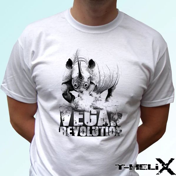 vegan revolution rhino - white t shirt tee veggie vegetarian - all sizes, White;black
vegan revolution rhino - white t shirt tee veggie vegetarian - all sizes, White;black