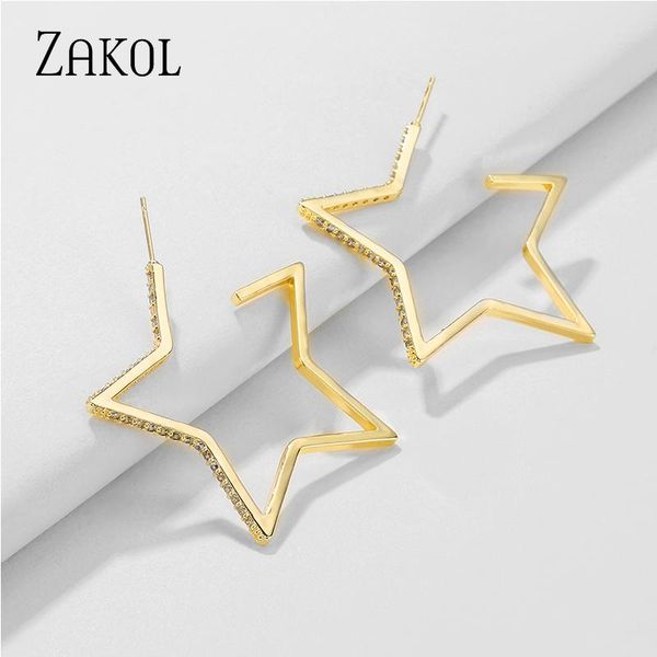dangle & chandelier zakol korean fashion cz crystal star loop earring women gold color big hoop earrings jewelry 2021 trend fsep, Silver
dangle & chandelier zakol korean fashion cz crystal star loop earring women gold color big hoop earrings jewelry 2021 trend fsep, Silver