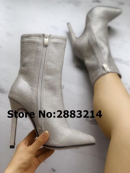 boots shiny bling crystal embellished pointed toe zipper up thin heeed rhinestone high heels ankle booties shoes woman, Black
boots shiny bling crystal embellished pointed toe zipper up thin heeed rhinestone high heels ankle booties shoes woman, Black