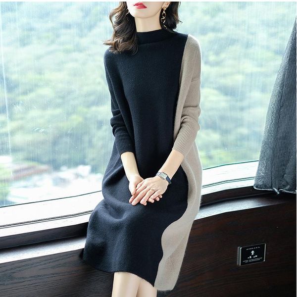 casual dresses women fashion knit dress stitching loose sweater 2021 spring autumn black warm long female hjo, Black;gray
casual dresses women fashion knit dress stitching loose sweater 2021 spring autumn black warm long female hjo, Black;gray
