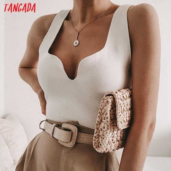 tangada women solid square collar beige tank sleeveless backless female crop knit qj148 210609, White
tangada women solid square collar beige tank sleeveless backless female crop knit qj148 210609, White