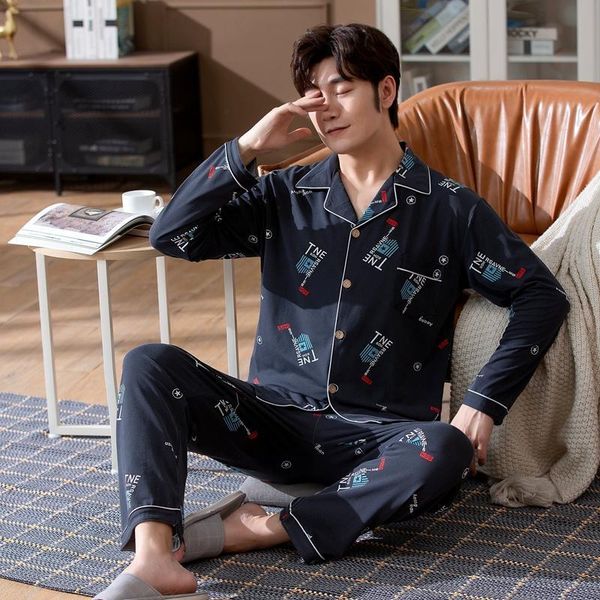 men's sleepwear spring autumn long sleeve pajama sets for men korean cardigan print suit male pyjama lounge homewear home clothes jmcx, Black;brown
men's sleepwear spring autumn long sleeve pajama sets for men korean cardigan print suit male pyjama lounge homewear home clothes jmcx, Black;brown