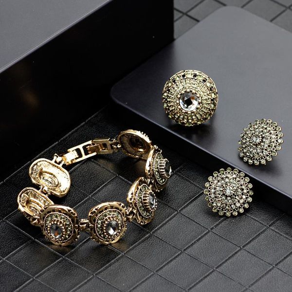 wedding jewelry sets sunspicems retro gold gray color bracelet earring ring 3pcs set full rhinestone turkish design ethnic party holiday gif, Slivery;golden
wedding jewelry sets sunspicems retro gold gray color bracelet earring ring 3pcs set full rhinestone turkish design ethnic party holiday gif, Slivery;golden