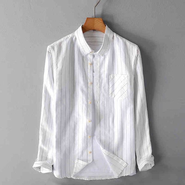 men's t-shirts brand linen striped casual loose mens shirt fashion long sleeve flax male shirts stripes clothing chemise camisa q0hq, White;black
men's t-shirts brand linen striped casual loose mens shirt fashion long sleeve flax male shirts stripes clothing chemise camisa q0hq, White;black