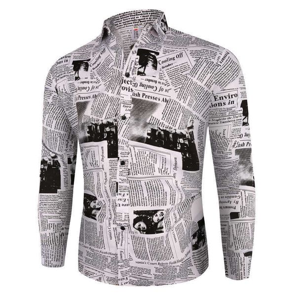 korean fashion shirts for men's spaper print slim fit t shirt button up front long sleeve lapel collar blouse shirt 210527, White;black
korean fashion shirts for men's spaper print slim fit t shirt button up front long sleeve lapel collar blouse shirt 210527, White;black