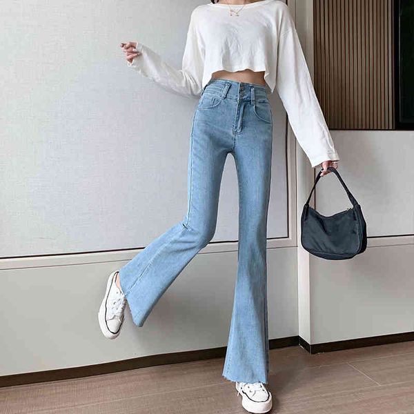 jeans autumn bootleg female jeans high waist elasticity cultivate morality show thin mop flares rebarback shuangkou restore, Blue 
jeans autumn bootleg female jeans high waist elasticity cultivate morality show thin mop flares rebarback shuangkou restore, Blue