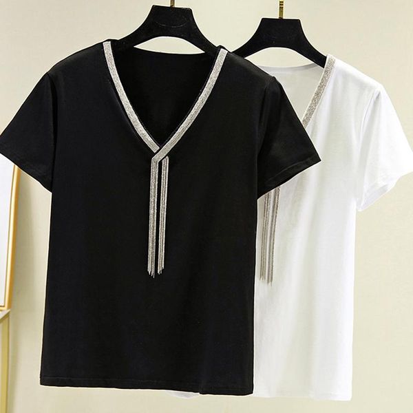 women's t-shirt ljsxls beading v-neck t shirt women 2021 summer korean fashion short sleeve white casual cotton black tee femme
women's t-shirt ljsxls beading v-neck t shirt women 2021 summer korean fashion short sleeve white casual cotton black tee femme