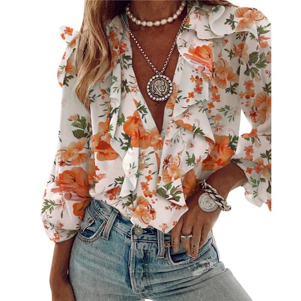 women's blouses & shirts xingqing women long sleeve blouse elegant v-neck shirt casual office ladies woman clothes ruffles, White
women's blouses & shirts xingqing women long sleeve blouse elegant v-neck shirt casual office ladies woman clothes ruffles, White