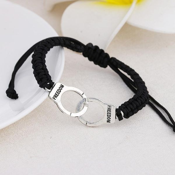 bangle hip hop alloy handcuffs braided rope bracelet for women men couple creative cool punk unique geometric chain jewelry, Black
bangle hip hop alloy handcuffs braided rope bracelet for women men couple creative cool punk unique geometric chain jewelry, Black