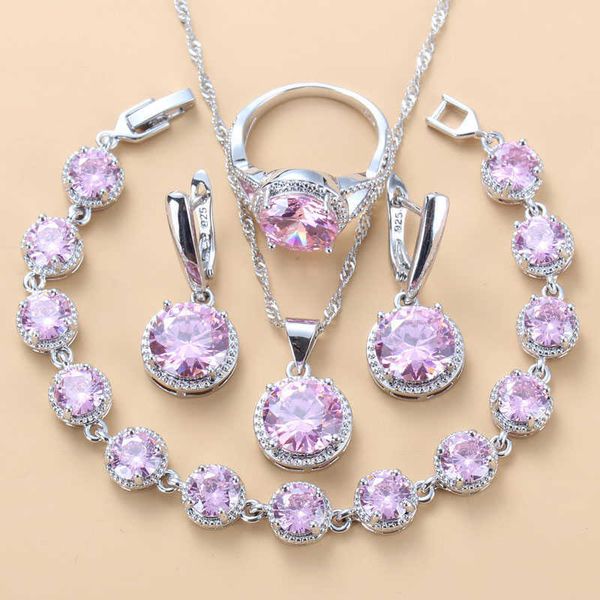 sweet pink zircon wedding costume silver color round jewelry sets for women necklace and earrings bridal sets h1022
sweet pink zircon wedding costume silver color round jewelry sets for women necklace and earrings bridal sets h1022
