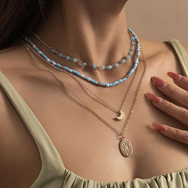 pendant necklaces ethnic vintage blue seed beads moon flower necklace women multilayer chains geometric clavicle colar jewelry, Silver
pendant necklaces ethnic vintage blue seed beads moon flower necklace women multilayer chains geometric clavicle colar jewelry, Silver