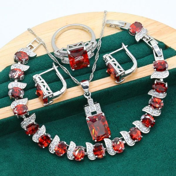 earrings & necklace geometric silver color jewelry set for women wedding red zircon bracelet ear clip pendants ring christmas gift
earrings & necklace geometric silver color jewelry set for women wedding red zircon bracelet ear clip pendants ring christmas gift