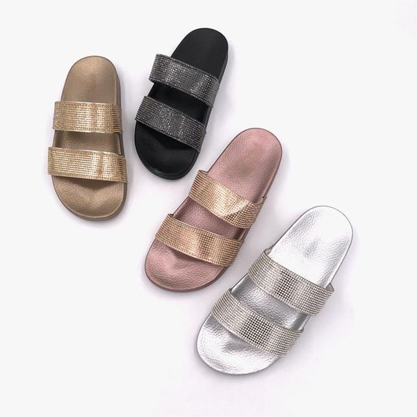 slippers glitter crystal 2 bands open toe thick bottom non-slip beach flip flops gold/silver rhinestone slip-on sandals, Black
slippers glitter crystal 2 bands open toe thick bottom non-slip beach flip flops gold/silver rhinestone slip-on sandals, Black