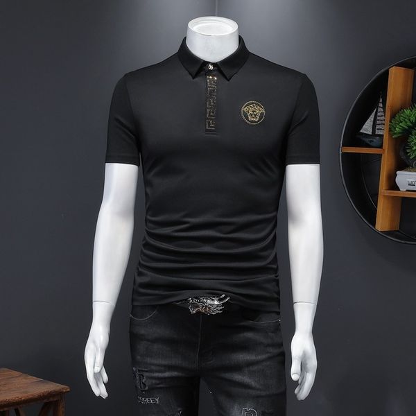 fashion t shirts men's lapel short sleeve polo mercerized cotton embroidered base shirt 2021 summer, White;black
fashion t shirts men's lapel short sleeve polo mercerized cotton embroidered base shirt 2021 summer, White;black