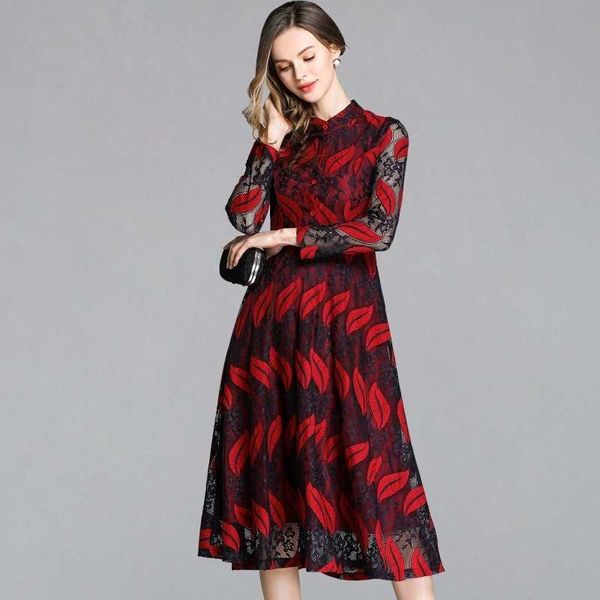 spring lace dress work casual slim fashion o-neck hollow out green red dresses women vintage vestidos 210525, Black;gray
spring lace dress work casual slim fashion o-neck hollow out green red dresses women vintage vestidos 210525, Black;gray
