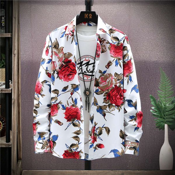 men's casual shirts shirt spring and autumn korean floral shirt casual slim hairstylist personalized printing long sleeve xt8n, White;black
men's casual shirts shirt spring and autumn korean floral shirt casual slim hairstylist personalized printing long sleeve xt8n, White;black