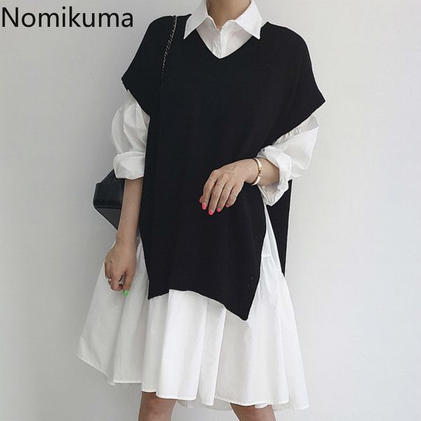 nomikuma korean chic women dress sets turn-down collar lantern sleeve doll dresses + split knitted sleeveless vest suits 6c748 210427, White
nomikuma korean chic women dress sets turn-down collar lantern sleeve doll dresses + split knitted sleeveless vest suits 6c748 210427, White