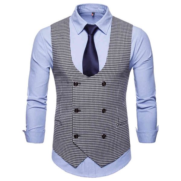fashion vest men's plaid in autumn 2021, Black;white
