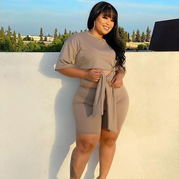 plus size tracksuits summer tracksuit women sets casual clothes two piece set fashion solid color bandage short sleeve shorts suit, Black
plus size tracksuits summer tracksuit women sets casual clothes two piece set fashion solid color bandage short sleeve shorts suit, Black