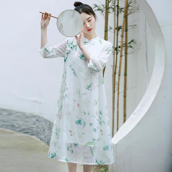 spot scene shooting button style restoring ancient ways of literature and art fairy temperament chiffon printing improved cheong casual dres, Black;gray
spot scene shooting button style restoring ancient ways of literature and art fairy temperament chiffon printing improved cheong casual dres, Black;gray