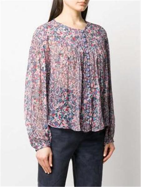 women's blouses & shirts 2021 summer floral print viscose blouse neck nine quarter button shirt women, White
women's blouses & shirts 2021 summer floral print viscose blouse neck nine quarter button shirt women, White