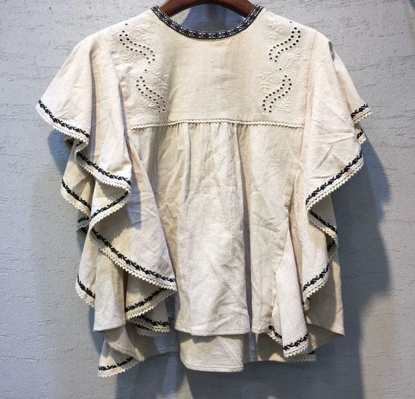 women's blouses & shirts woman cotton blouse ruffled sleeves embroidered hollow out detail fashion 2021, White
women's blouses & shirts woman cotton blouse ruffled sleeves embroidered hollow out detail fashion 2021, White