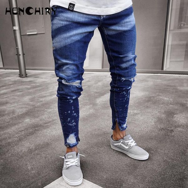 men's jeans 2021 elastic splash ink printed tight-fitting locomotive zipper ripped recording slim-fit denim high-quality, Blue
men's jeans 2021 elastic splash ink printed tight-fitting locomotive zipper ripped recording slim-fit denim high-quality, Blue