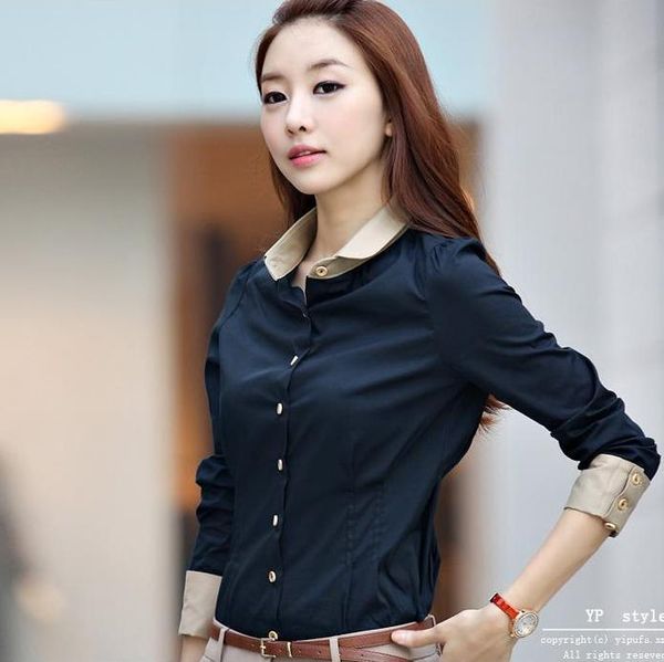 women's blouses & shirts female formal dark blue women long sleeve ladies office uniform work blouse and ol style, White
women's blouses & shirts female formal dark blue women long sleeve ladies office uniform work blouse and ol style, White