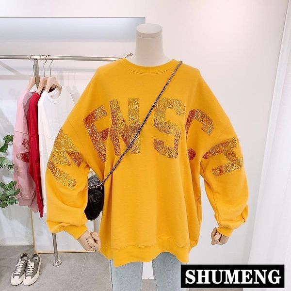 women's hoodies & sweatshirts 2021 spring and autumn oversized hoodie coat korean casual sequined letters lazy wind loose pullover hood, Black
women's hoodies & sweatshirts 2021 spring and autumn oversized hoodie coat korean casual sequined letters lazy wind loose pullover hood, Black