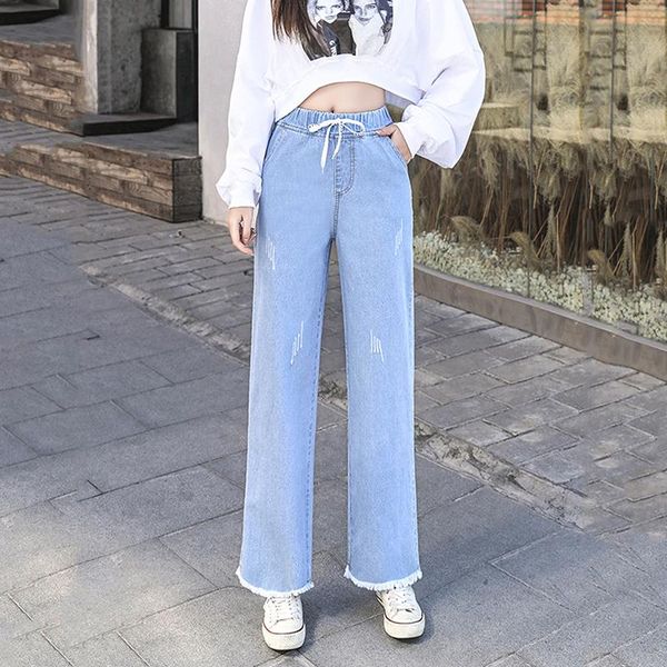 women's jeans light blue high-waist women spring autumn female fashion elastic waist loose nine-point wide-leg pants lady
women's jeans light blue high-waist women spring autumn female fashion elastic waist loose nine-point wide-leg pants lady