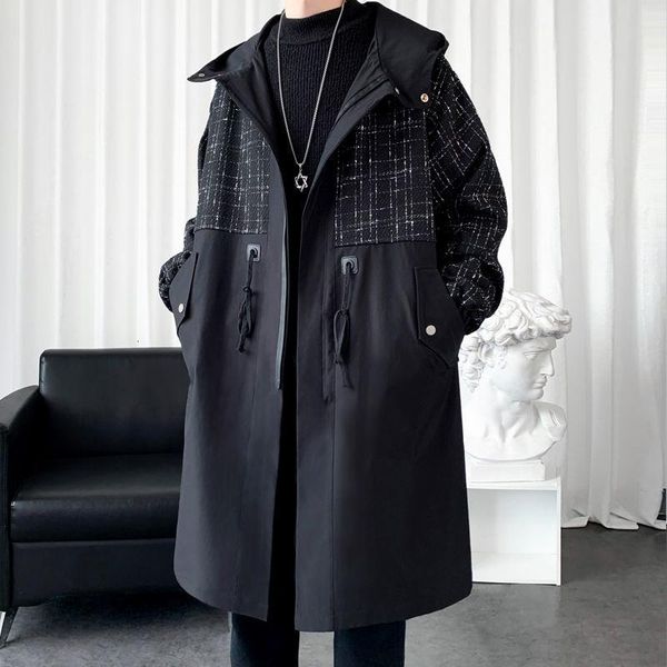 men's wool & blends autumn winter long trench coat men'fashion loose woolen korean casual jacket streetwear stitching parker, Black
men's wool & blends autumn winter long trench coat men'fashion loose woolen korean casual jacket streetwear stitching parker, Black