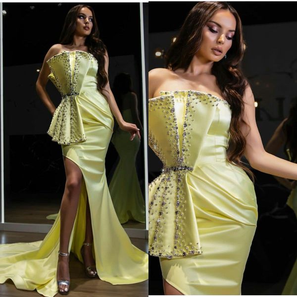 unique design mermaid evening dresses strapless sequins beading side split sweep train prom dress backless girls pageant wear gowns, Black;red
unique design mermaid evening dresses strapless sequins beading side split sweep train prom dress backless girls pageant wear gowns, Black;red