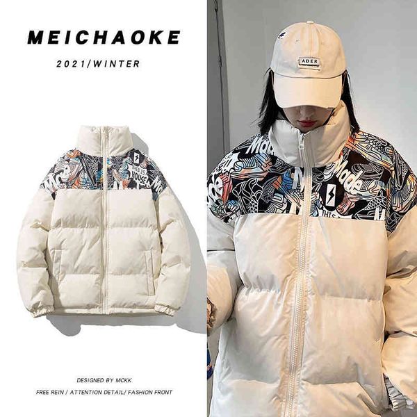 stand collar winter thickened men's couple loose color matching fashion bread cotton padded et, Black
stand collar winter thickened men's couple loose color matching fashion bread cotton padded et, Black