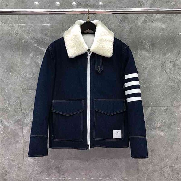 downs fashion tb thom brand coats men patchwork denim striped thick casual wool collar winter clothing down jacket, Black
downs fashion tb thom brand coats men patchwork denim striped thick casual wool collar winter clothing down jacket, Black