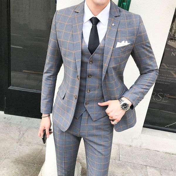 men's suits & blazers (jackets+pants+vest ) men slim groom wedding dress for gray plaid formal wear business 3 pieces, White;black
men's suits & blazers (jackets+pants+vest ) men slim groom wedding dress for gray plaid formal wear business 3 pieces, White;black