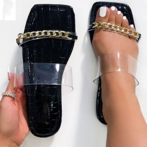 slippers women chain trantsparent 2021 woman square toe slides summer casual flats female shoes ladies big size footwear, Black
slippers women chain trantsparent 2021 woman square toe slides summer casual flats female shoes ladies big size footwear, Black