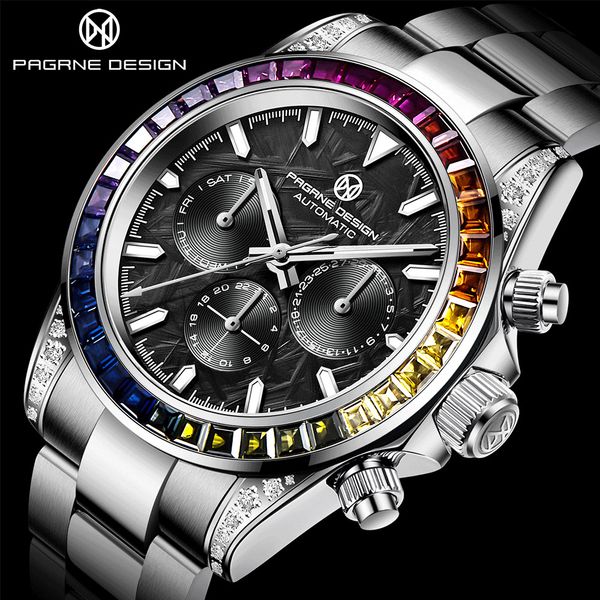 watch pagrne design brand men's mechanical sapphire glass stainless steel 100m waterproof automatic men luxury, Slivery;brown
watch pagrne design brand men's mechanical sapphire glass stainless steel 100m waterproof automatic men luxury, Slivery;brown