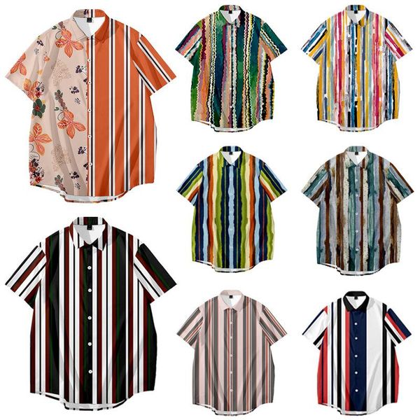 men's casual shirts cross-border european and american simple striped printing short-sleeved digital shirt, White;black
men's casual shirts cross-border european and american simple striped printing short-sleeved digital shirt, White;black